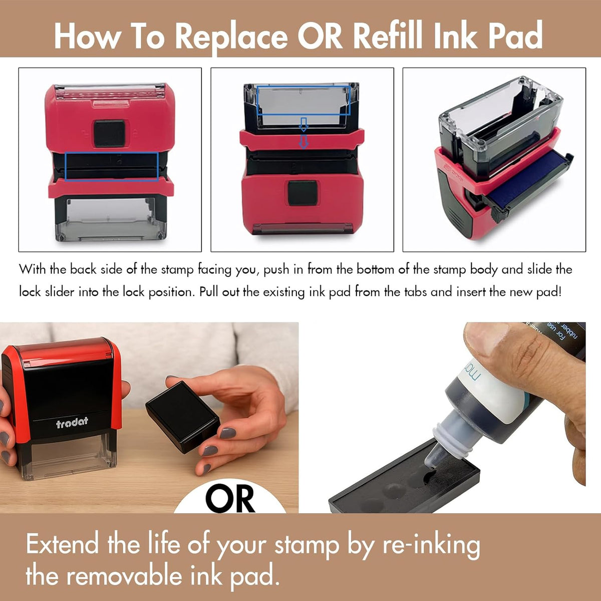 Custom Stamps Self Inking - Personalized Rubber Stamp Set – Use for Address, Logo, Signature, Return Address, Name Stamp - Multiple Font, Ink Color Options (Square)