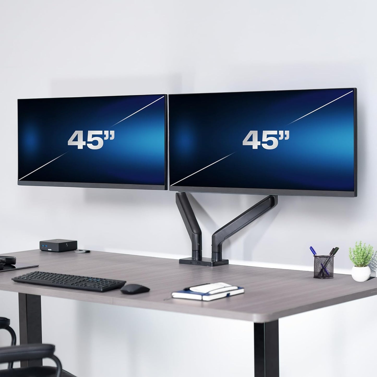 VIVO Heavy Duty Dual Ultra-Wide Monitor Tension Arm, Up to 45 inch Screens, Holds 44 lbs per Arm, Premium Desk Mount Monitor Stand for 2 Ultrawides, Black, STAND-V200V