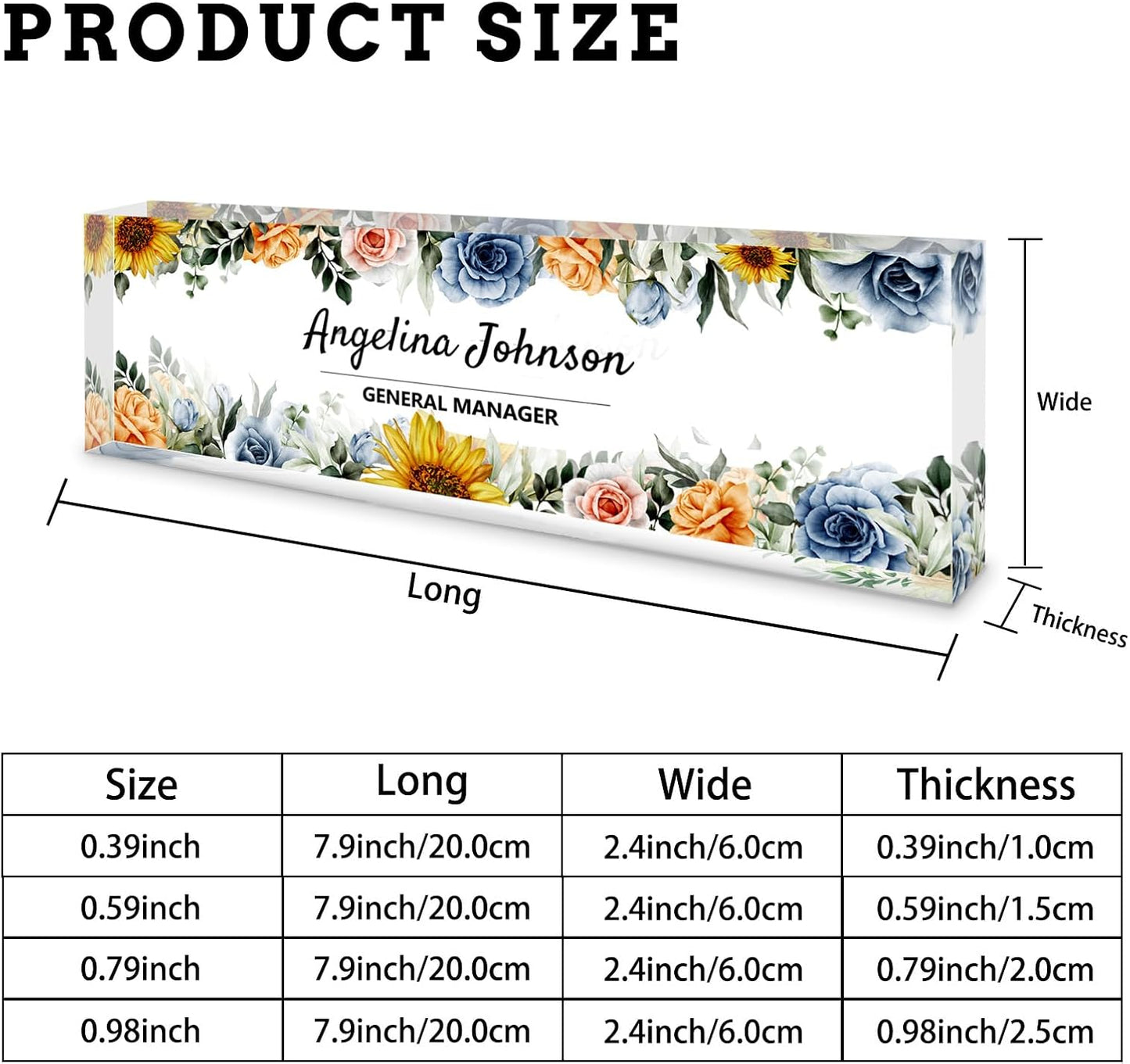 Personalized Name Plate for Desk, Custom Acrylic Desktop Accessories Office Decor for Women Men, Offices Gift for Coworkers Boss Teacher, Employee Appreciation Gifts
