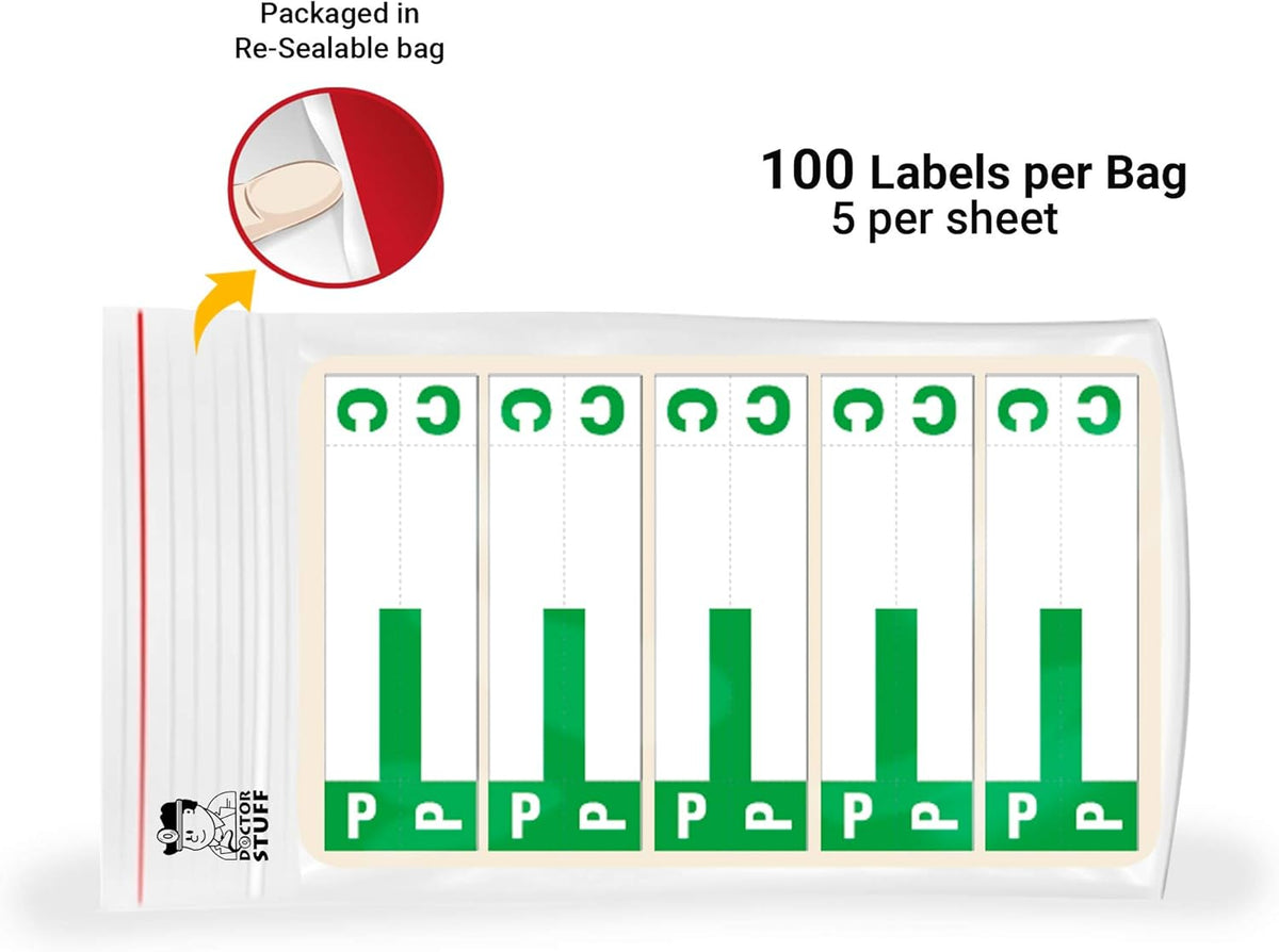 Doctor Stuff - File Folder Labels, Alphabet Letters, C/P, Compatible with Smead NCC - SNCC Series Alpha Stickers Dark Green, 1-5/32" x 3-5/8, 100/Package