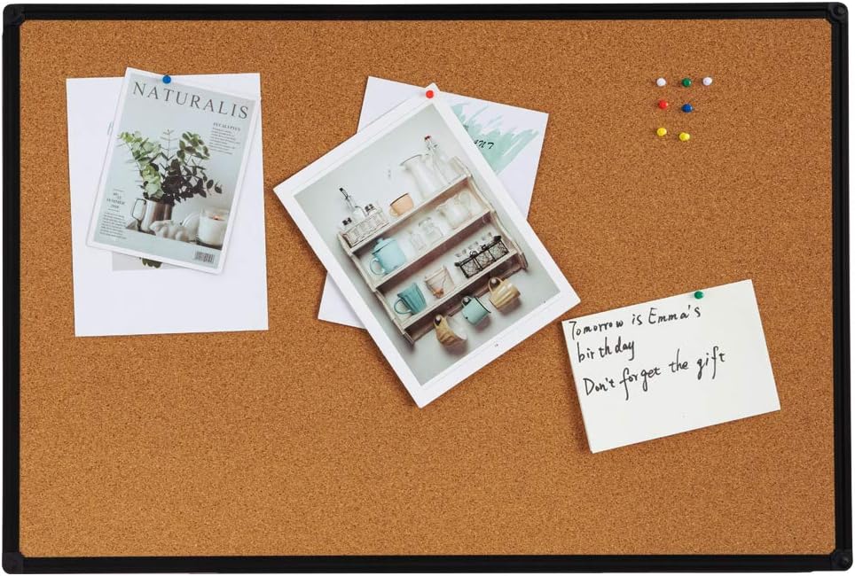 Cork Board, 2 Pack 48" x 36" Bulletin Notice Board Message Memo Pin Board, Black Aluminum Frame