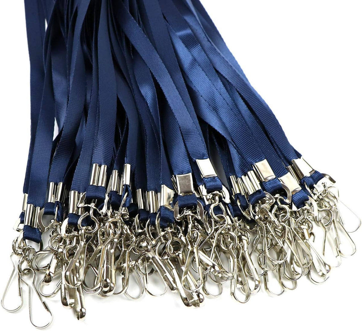 Navy Blue Lanyards 100 Pcs Lanyard for Id Badges Flat Lanyard with Badge Clip with J-Hook (Navy Blue)