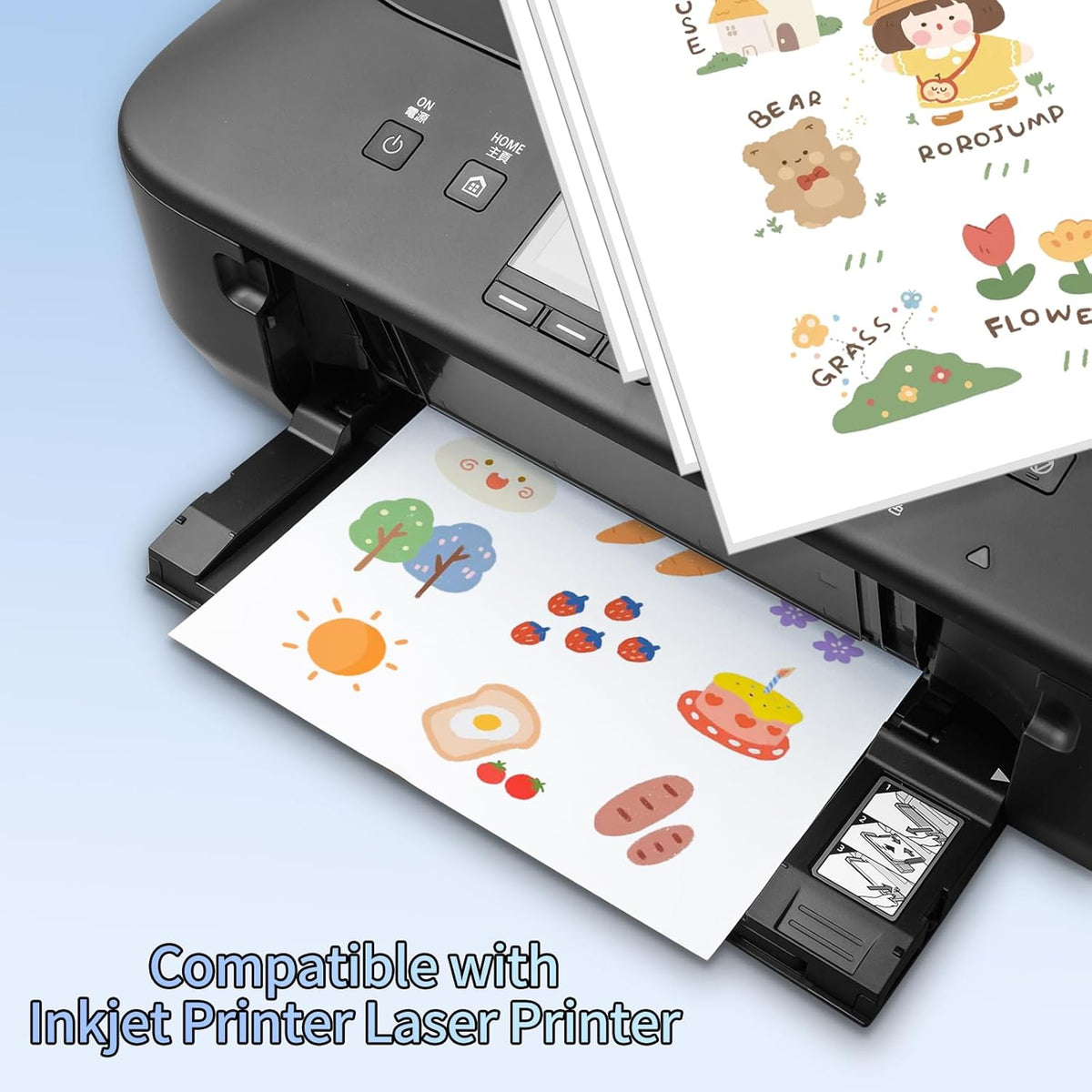 Full Sheet Sticker Paper, 8.5" x 11" Full Page Labels for Laser & Inkjet Printers, 100 Labels