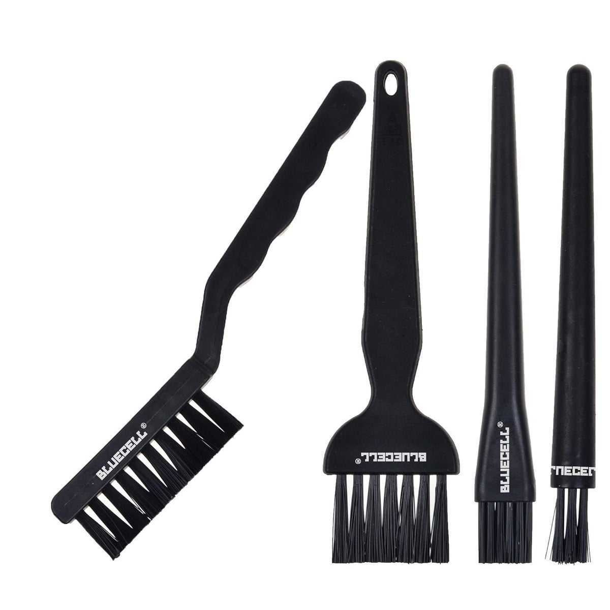 BLUECELL Set of 4 Plastic Handle Nylon Anti-Static Brushes for Cleaning Keyboard Circuit Board