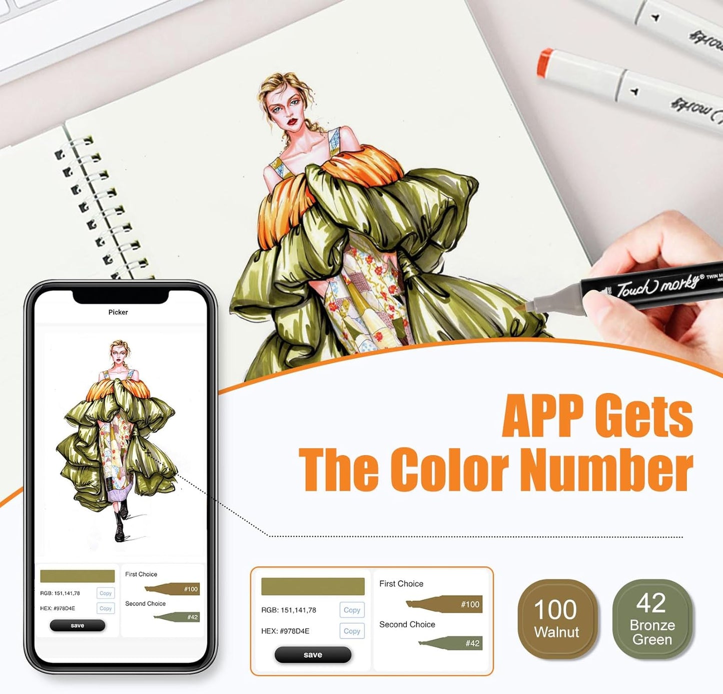 204 Colors Alcohol Markers with Free App, Chisel & Fine Tip Alcohol-Based Marker Set for Adults Kids, Dual Tip Artist Markers for Drawing, Coloring Illustration, Painting and Great Gift Idea