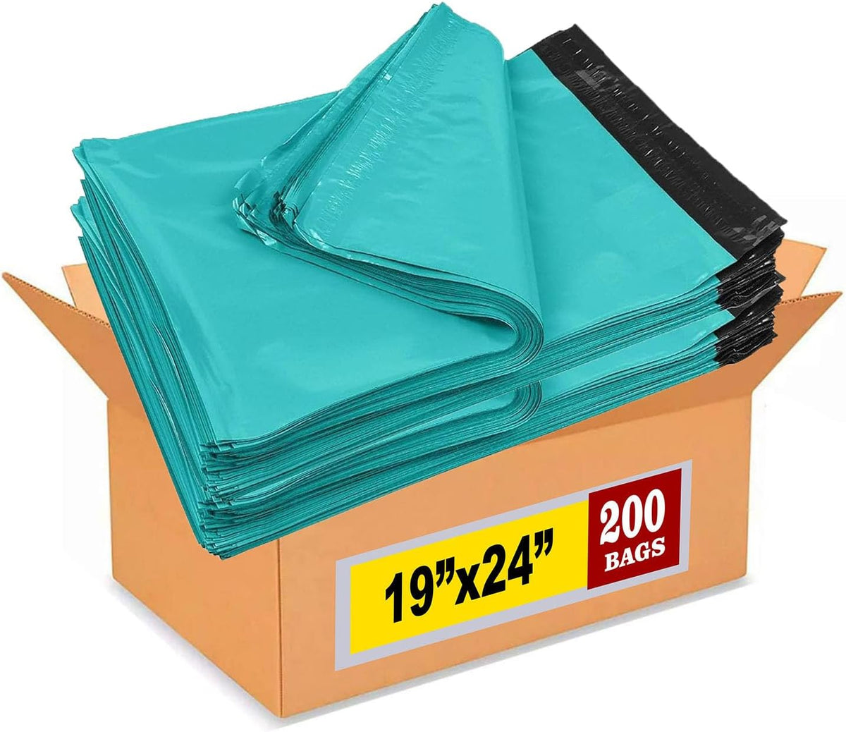 iMBAPrice (200-Pack) 19x24 Inch #7 Extra Large Teal Color Poly Mailing Envelopes Bags, Self Seal Adhesive Waterproof and Tear Proof (Total 200 Bags)