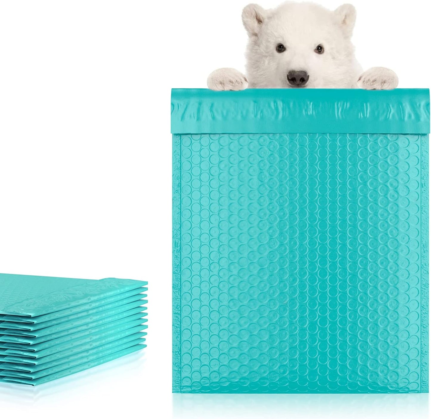 Teal Poly Bubble Mailers Self Seal, 8.5 x 11 Inch. Pack of 25 Bubble Packaging Envelopes for Shipping. Durable Padded Envelopes Waterproof. Self Seal Padded Mailers. Shipping Packages