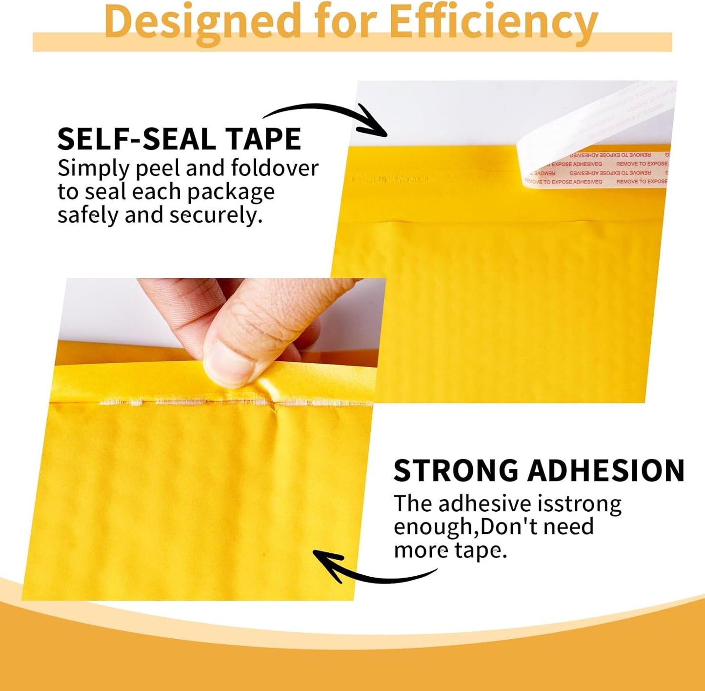 Kraft Bubble Mailers 6×10' Inch 50 Pack Yellow shipping envelopes Self-Seal Padded Mailing Envelopes for Jewelry Makeup Supplies and Small Business Packaging