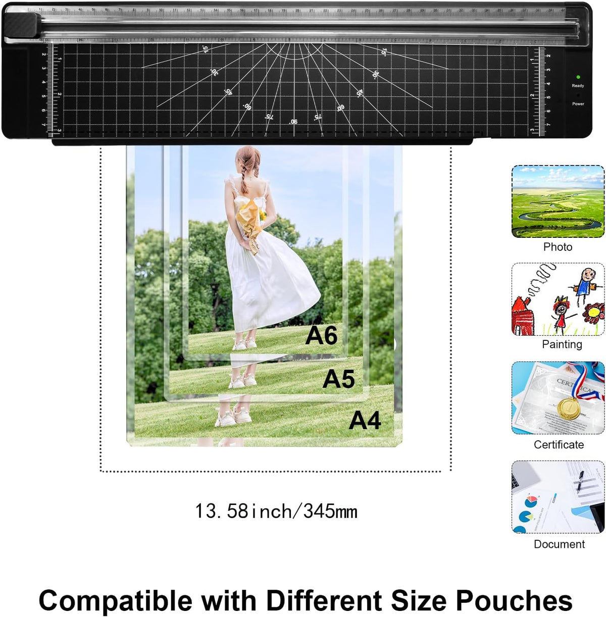 Laminator Machine 9-inch Includes 10pcs ，Laminating Sheets with Corner Rounder，Quick Warm-up， Ideal for Teachers Home Office Portable Lamination Machine