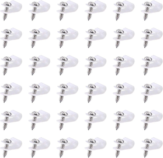 Swpeet 60 Pack White 1/4" Nylon Plastic R-Type Cable Clips Clamp Kit, Nylon Screw Mounting Cord Fastener Clips with 60 Pack Screws for Wire Management