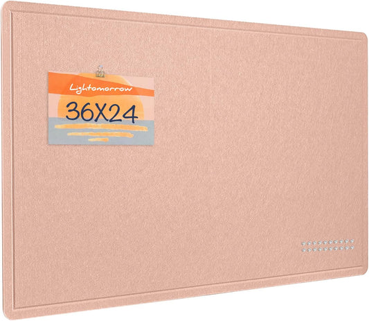 Bulletin Board, 36 x 24 Inches Felt Pin Board - Decorative Cork Alternative for Wall, 3' x 2' Foldable Picture Self-Adhesive Vision Prayer Board With 20 Pushpins - Mauvey Pink