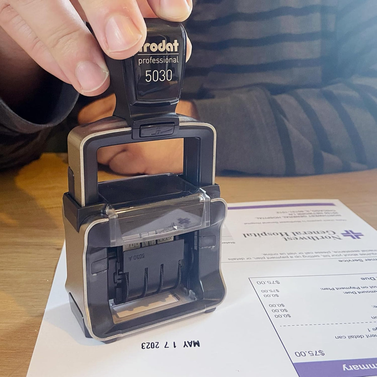 Trodat 5030 Professional 4.0 Date Only Stamp, Self Inking, Impression Size 1-5/8” x 3/8” (Black)