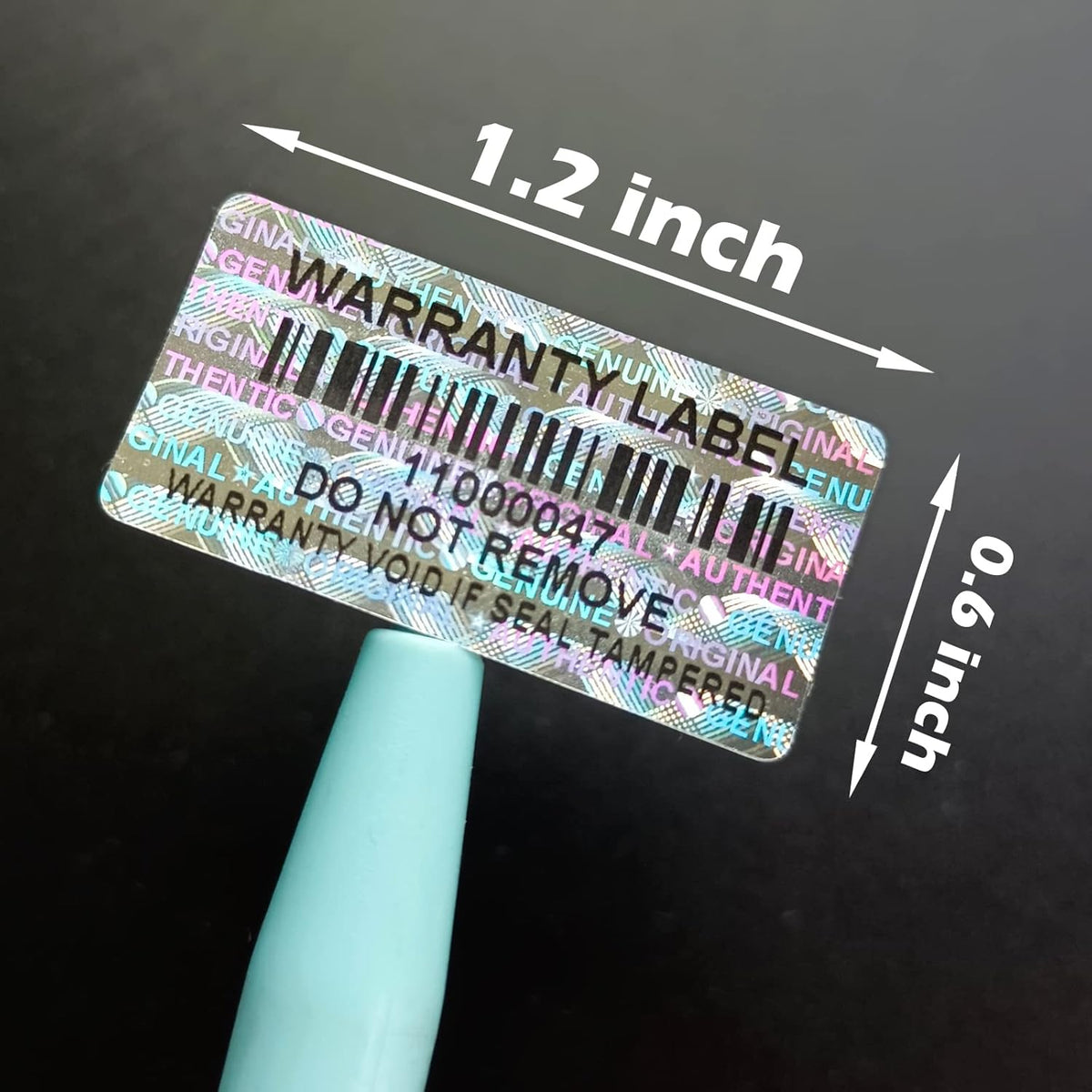 650pcs Barcode Hologram Tamper Evident Proof Stickers Security Labels Genuine Warranty Void Holographic Seal with Unique Serial Number(1.2 X 0.6 Inch,Silver)