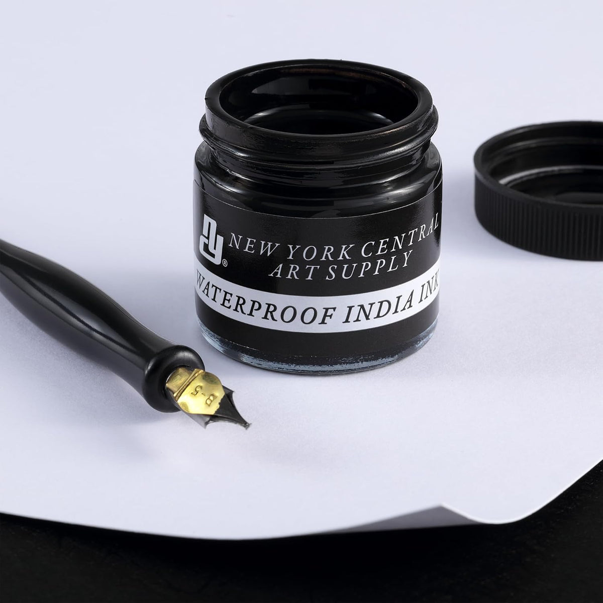 New York Central® India Ink 32oz Bottle - Make an Impact with Matte Black India Ink, Perfect for Artists, Calligraphy, Illustrations, & More