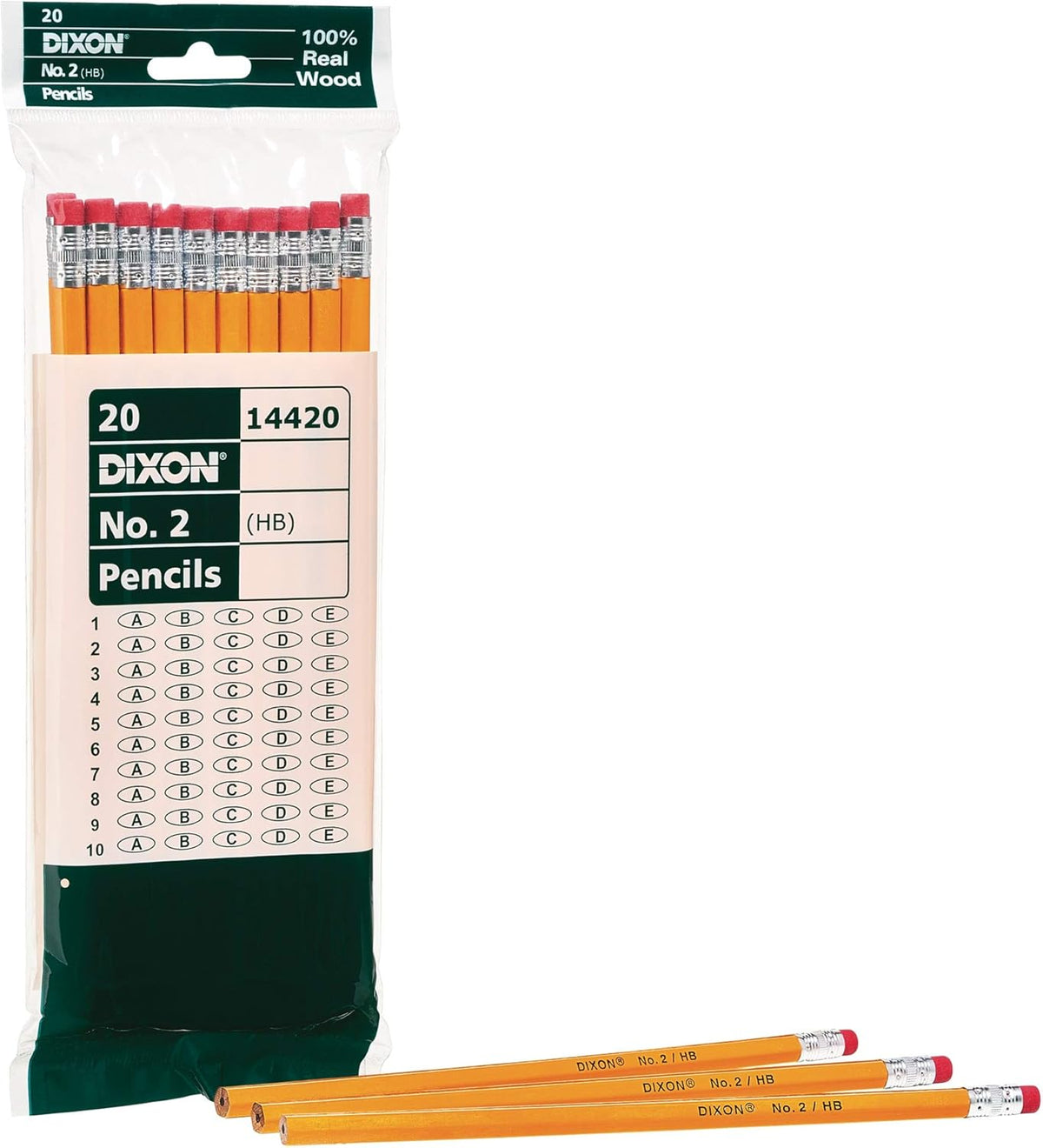 Dixon No. 2 Yellow Pencils, Wood-Cased, Black Core, 20-Pack (14420)