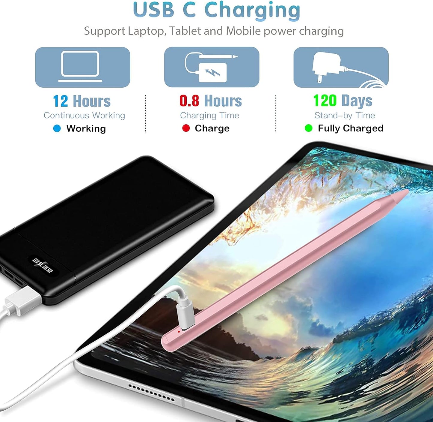 ANYQOO Stylus Pen for iPad 6th-11th Generation - Fast Charge Magnetic Pencil, Compatible with 2018-2025 Apple iPad Pro 11"/12.9"/M4, iPad Air 3/4/5/M2/M3, iPad mini 5/6 Gen/A17Pro