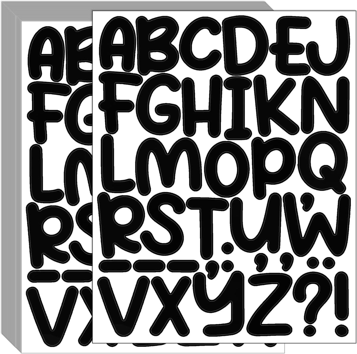 Bemeol 912 Pieces Letter Stickers 24 Sheets 2 Inch Alphabet Letter Stickers Self Adhesive Sticker Letters for Bulletin Board Classroom Mailbox Door Home Decor(Black)