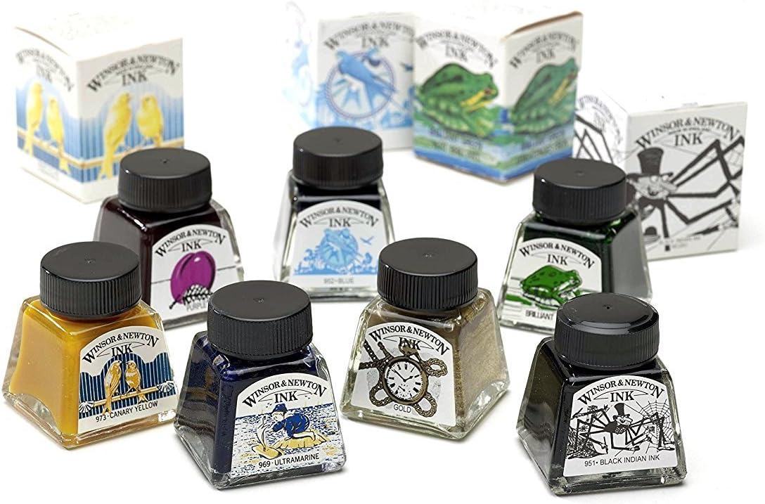 Winsor & Newton Drawing Ink, 30ml Bottle, Black Dropper Cap