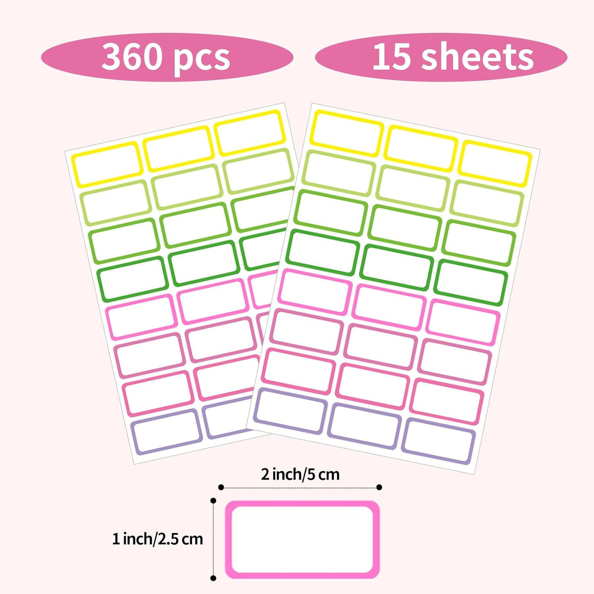 STARLIBOO Removable Freezer Labels,1x2 Inch Color Coding Removable Labels for Food Containers, Removable Label Easy Peel Off, Freezer Label to Write on/Waterproof (8 Colors,360 Pcs)