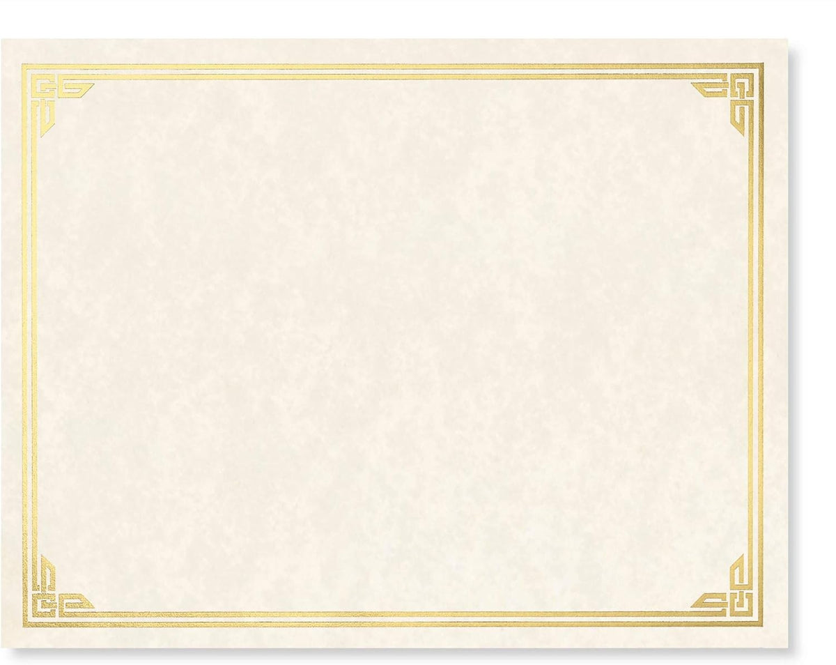 PaperDirect Gold Foil on White Parchment Classic Parchment Specialty Certificates, Foil Accents, 8½ x 11, 50 Count, for School, Work, Diplomas & Award Certificates