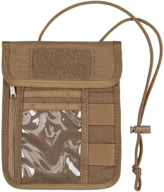 EXCELLENT ELITE SPANKER Passport Holder Neck Pouch RFID Blocking Travel Neck Wallet ID Card Organizer Pouch with Neck Lanyard(Coyote Brown)
