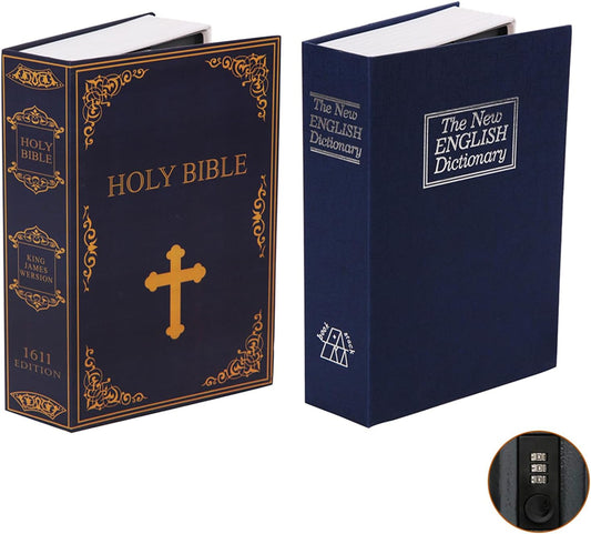 SEPOX® Twins Safe Book Lock Box, Safe Box with Premium Combination Lock - Dorm-safe & Versatile - Authentic Paper Cover - Sturdy Steel Interior - Storage for Cash & Valuables 2pcs Pack of Large Book