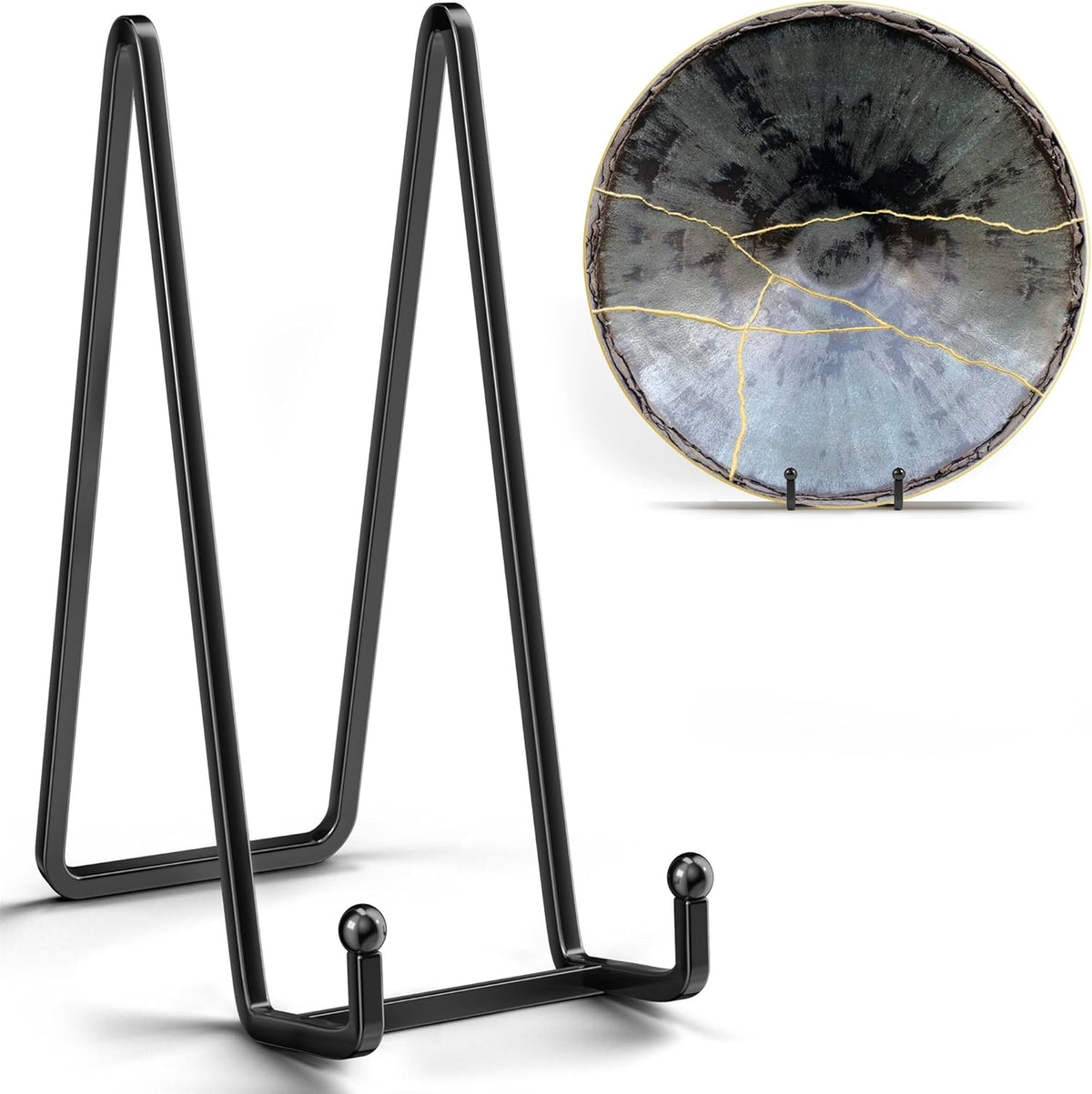 14 Inch Heavy Duty Plate Stand (2 Pack) – Metal Display Easel for Large Plates, Platters, Picture Frames, Plaques, Signs and Posters