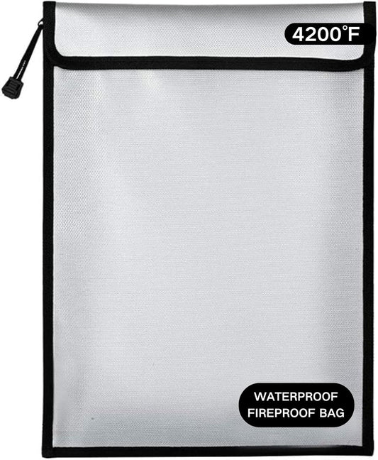 Fireproof Document Bag – Waterproof Fireproof Money Bag for Cash with Zipper, Fireproof Pouch for Important Document Storage | Fireproof Bags for Documents,Money (Silver Gray, Inside Size 15“ x 11")