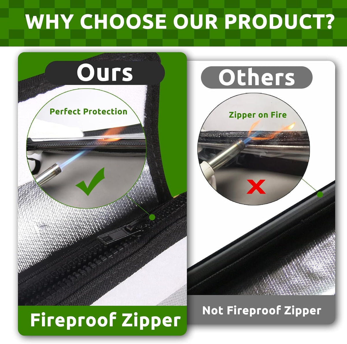 Upgraded 6200°F Fireproof Document Bag with Fireproof Zipper, Fireproof Bag with Reflective Strip/Hand Strap, 9 Layers of Heat Insulated Materials, Fireproof Money Bag for Cash,13x11"Fireproof Pouch