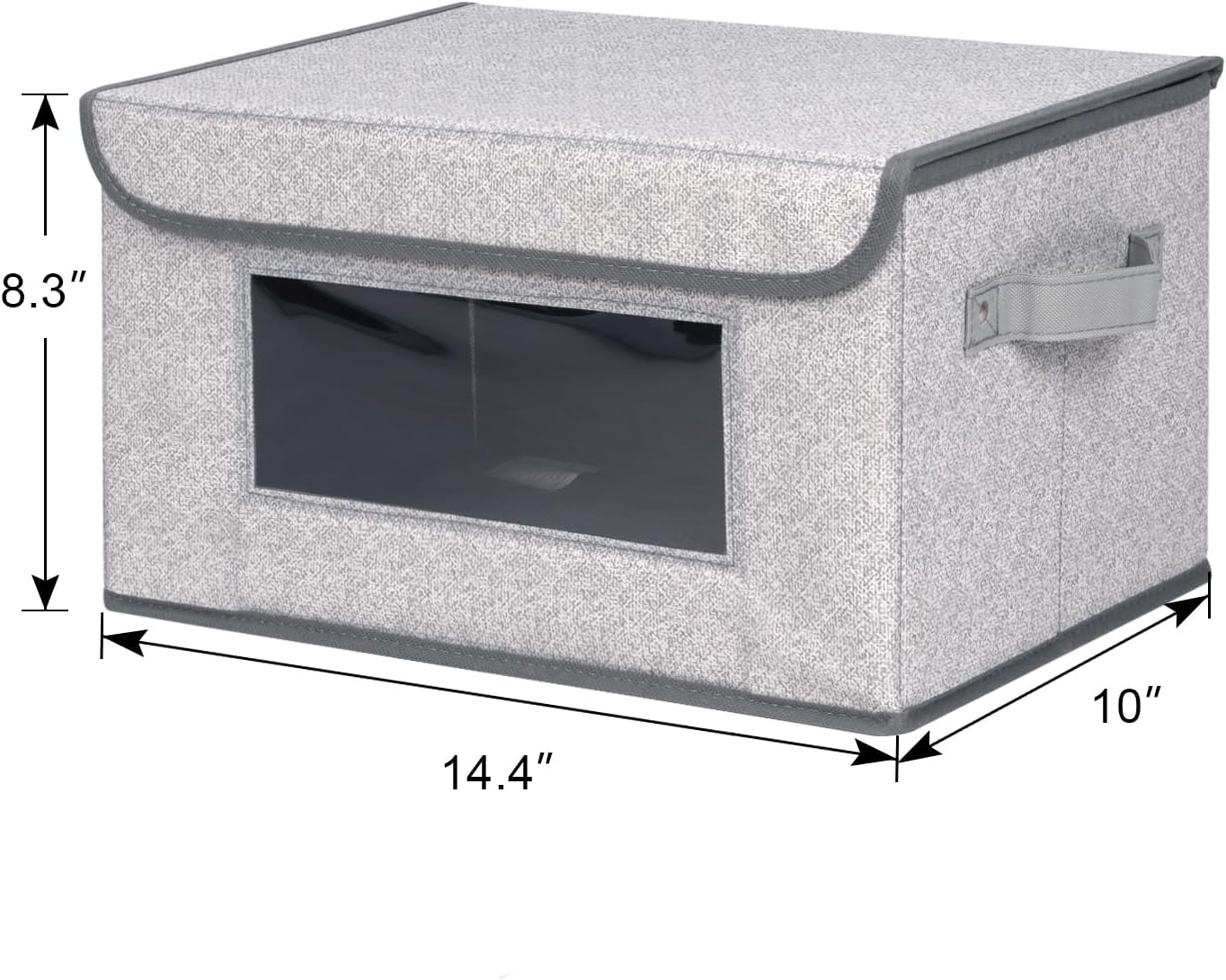 Univivi [4-Pack Fabric Storage Boxes Collapsible Storage Bins with Lids and Handles Cube Organizer Basket for Home, Closet, Bedroom (Gray, 14.4''x10''x8.3'')