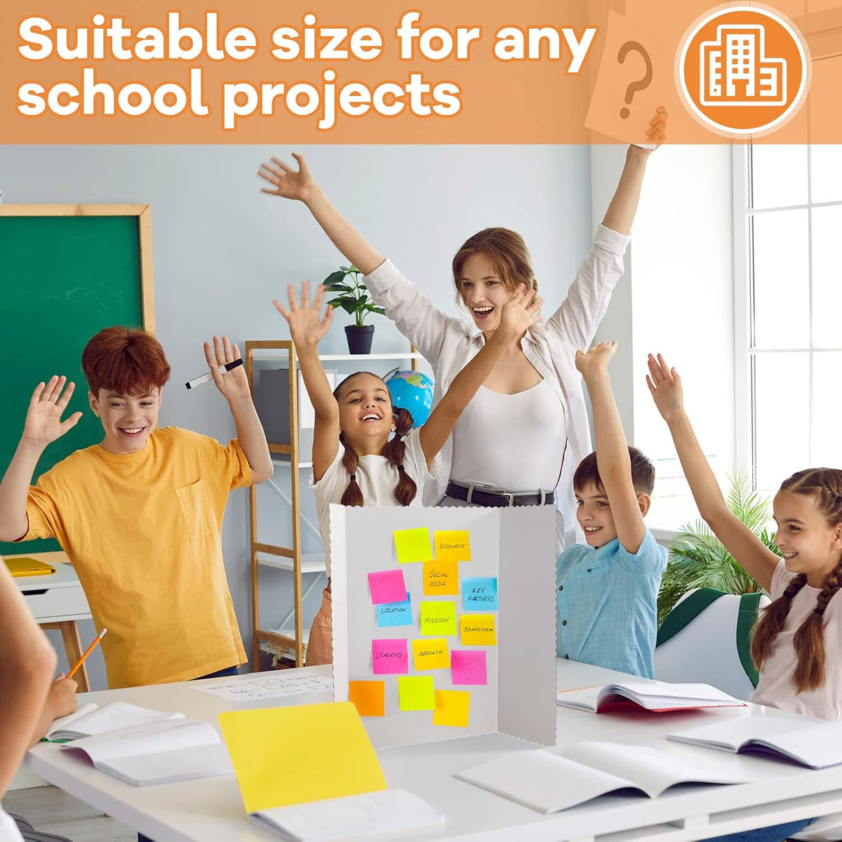 Ctosree 18 Pcs Tri Fold Poster Board Bulk, Lightweight Presentation Board, Science Fair Project Display Paperboard, Single Wall(14 x 22 Inch,White)