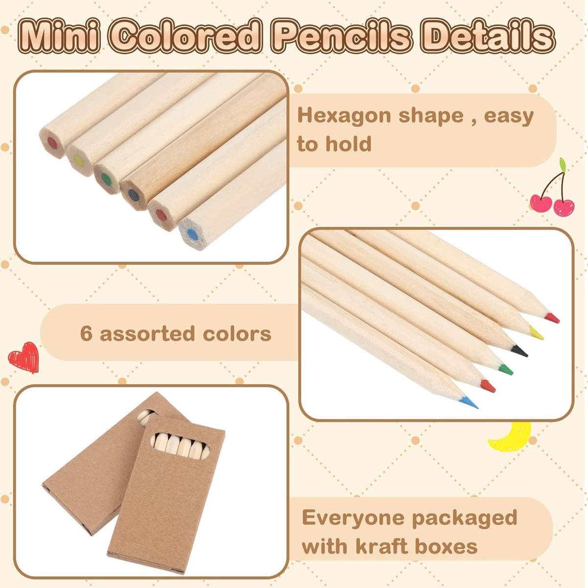 Ctosree 36 Packs Mini Colored Pencils Bulk 3.5 Inch Coloring Drawing Pencil in Kraft Boxes Goodie Bags Gift for Kids Adult Classroom School Office Painting Christmas Birthday Party Favor, 6 Per Pack