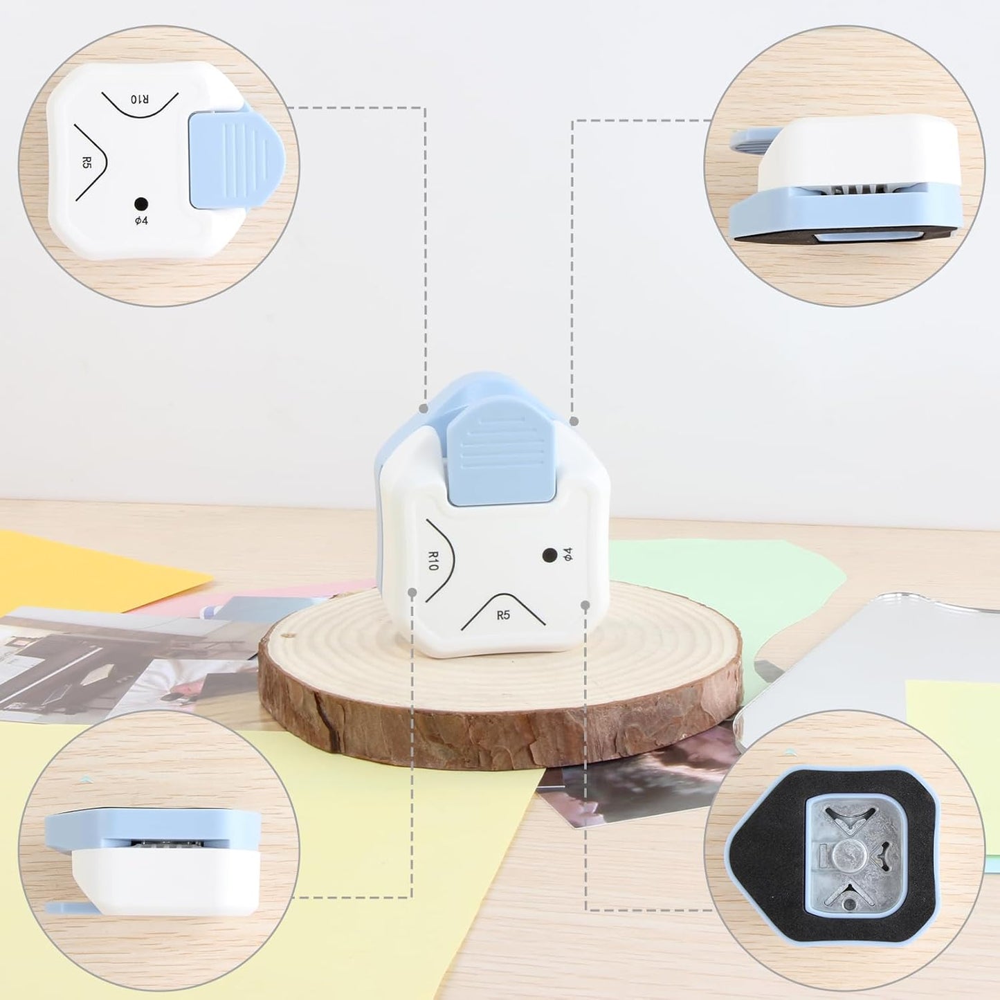 YUENTOEN 3 Way Corner Rounder Punch, Corner Puncher Cutter Diameter 4mm/R5mm/R10mm, Round Corner Punch for DIY Projects, Card Making, Photo Cutter and Scrapbooking