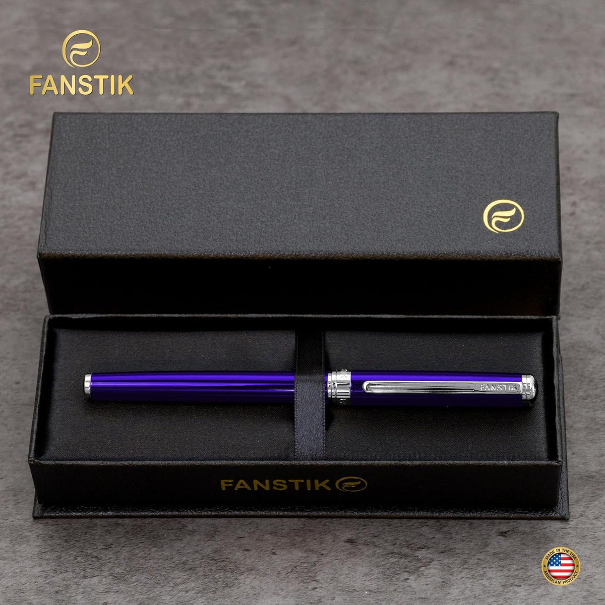 Customized Blue Luxury Rollerball pen (Made In USA) fancy gift set for women, Real 24K Gold Plating, Professional executive pen gift set for men (Lux Custom-Rollerball Blue)