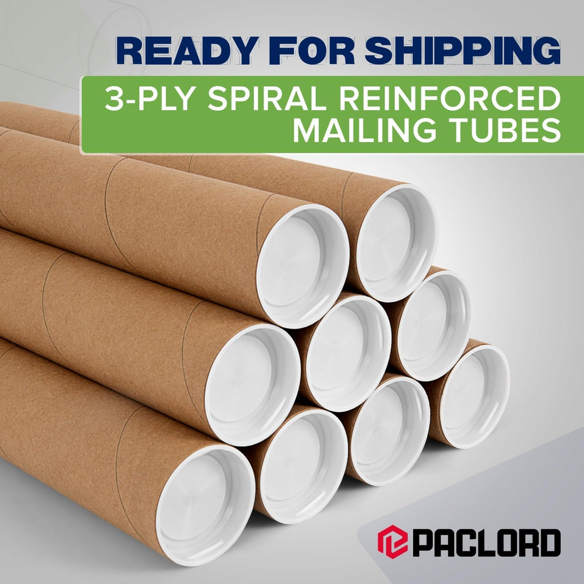2" x 24" Reinforced Kraft Paper Mailing Tubes, Pack of 6 Tubes with 2 Caps Each – USPS Approved Poster Tube – Made in USA Cardboard Tube for Shipping and Storing Posters, Prints, Artwork, or Documents