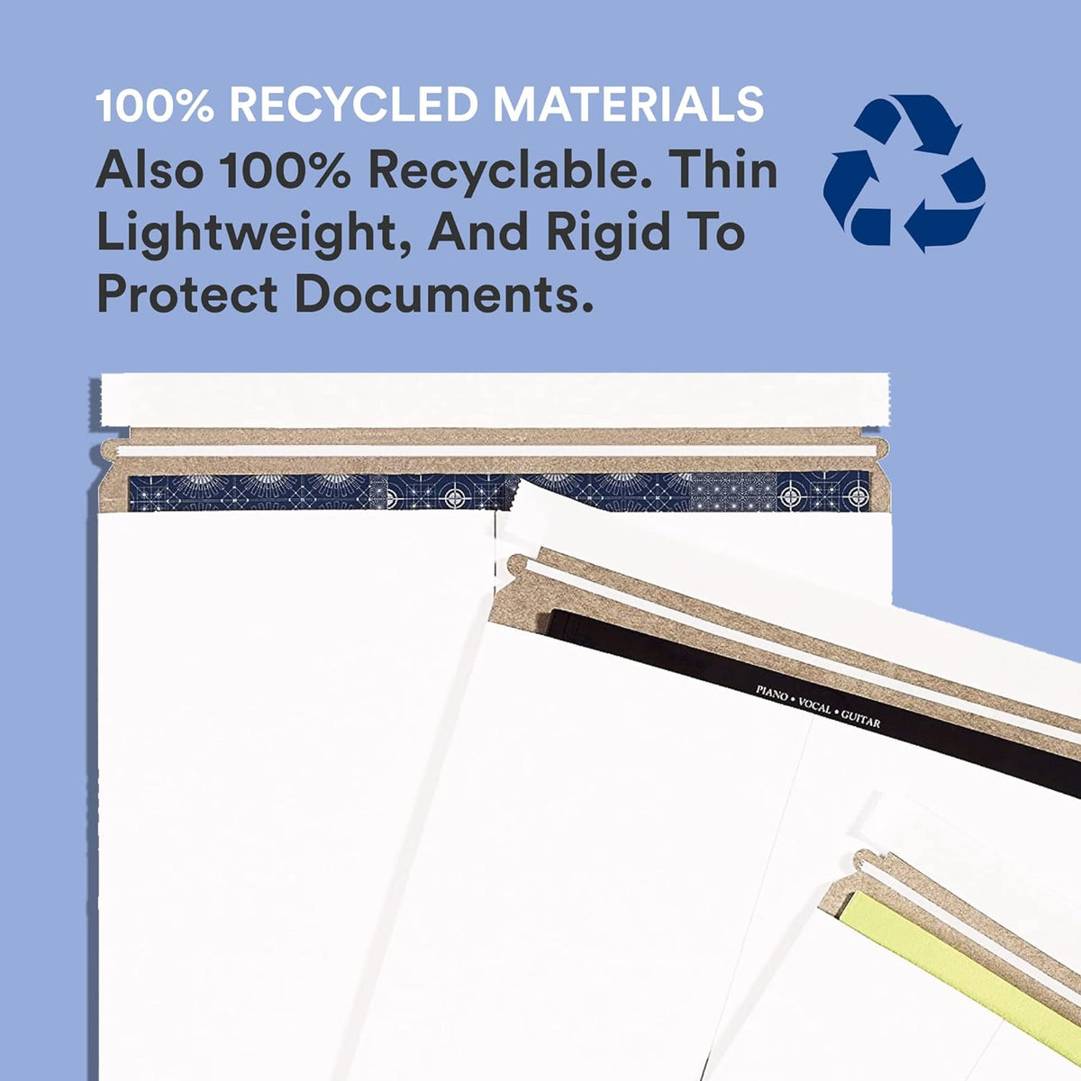 BOX USA StayFlat Mailer, 13"L x 18"W, Pack of 100 | Stayflats Envelope Keeping Photo, Document, Artwork Protected During Mailing and Shipping, 13x18