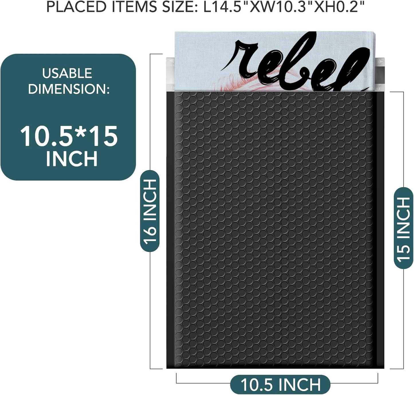 Metronic Large Bubble Mailers 10.5x16" 40 Pack Self Seal Black Padded Envelopes Strong Adhesion Mailing Envelopes Bubble Padded for Small Business Shipping Books Clothes Gifts