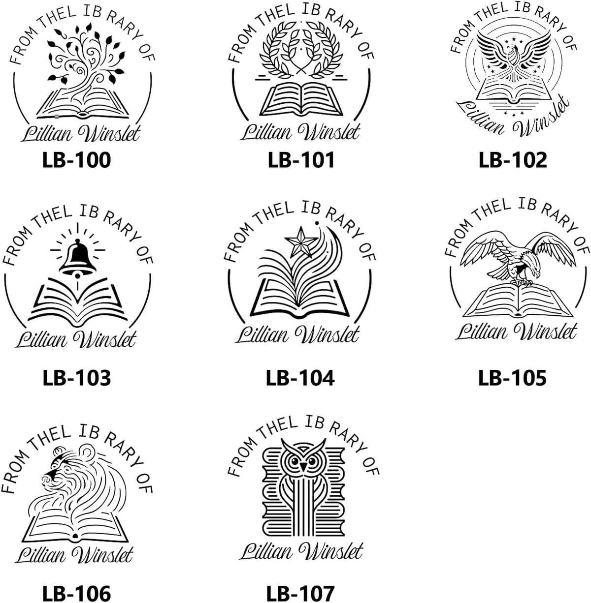 Custom Book Embosser | Book Stamp Personalized | Custom Self Ink Rubber Stamp | from The Library of | Initials Book Embosser (Flowers 3)