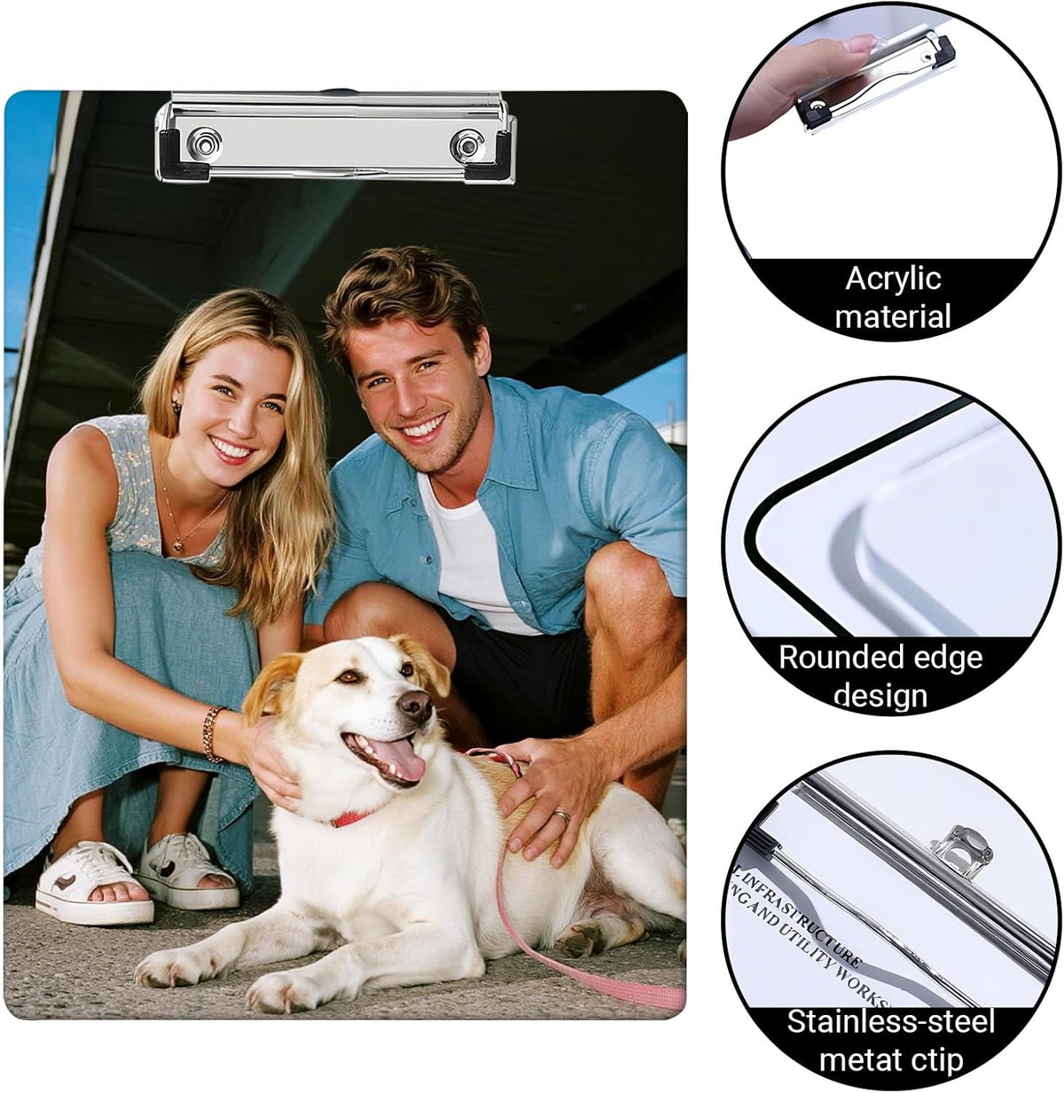 Custom Acrylic Wedding Clipboard with Name Photo Logo Personalized Clipboard for Kids Women Men Custom Back to School Gift for Teachers Nurses Classroom Office