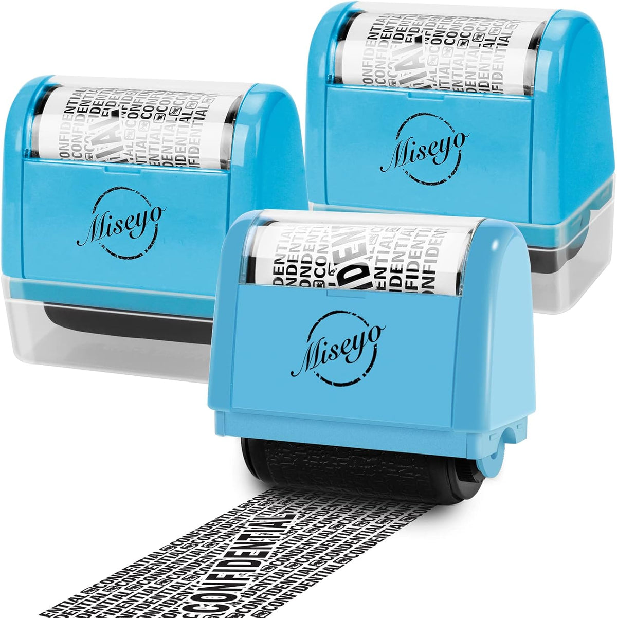 Miseyo Wide Roller Stamp Identity Theft Stamp 1.5 Inch Perfect for Privacy Protection,Anti-Theft Security Confidential Easy for Guard Personal Information Blockout - 3Pack Set