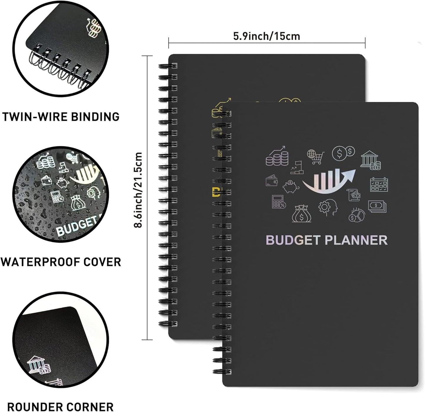 Budget Planner - Monthly Finance Organizer with Expense Tracker Notebook to Manage Your Money Effectively, Undated Finance Planner/Account Book, Start Anytimem,A5(8.6x5.9 inchs),100gsm Paper - Silvery