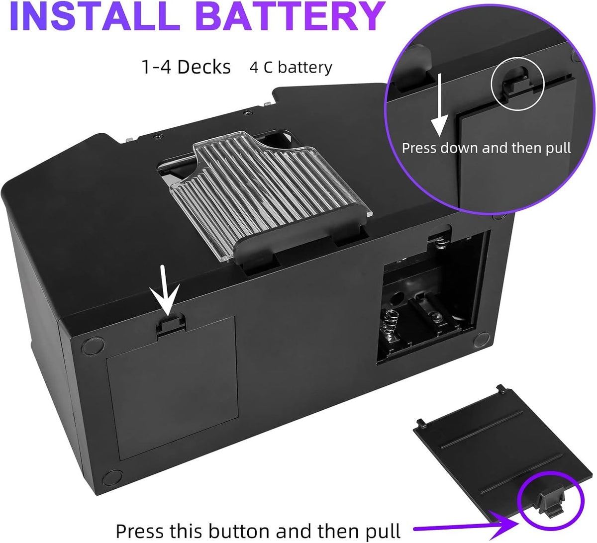 Automatic Card Shuffler 2/1/4/6 Deck,Battery-Operated Electric UNO Poker Shuffler,Playing Card Shuffler for Home Card Game,Travel