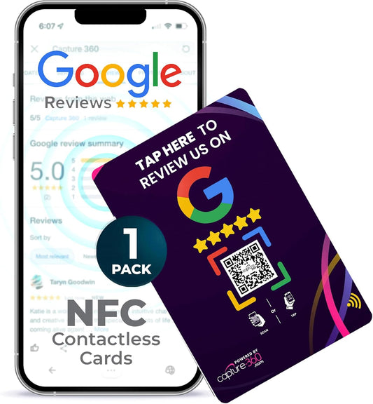 NFC Business Google Review Tap Card, Contactless, Enhances SEO, Saves Time, User-Friendly, Reusable, Boosts Online Presence & Encourages Business Feedback (Purple, 1-Pack Google Card)