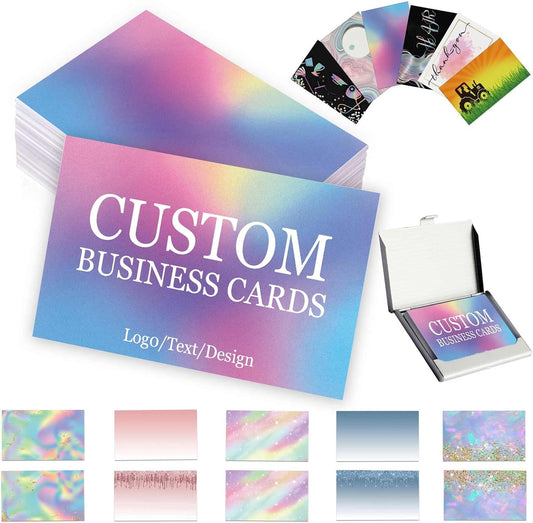 Custom Business Cards Customized with Logo Text Personalized Glitter Template Business Cards 1000 500 200 100 Printable Double Sided 3.5"x 2" Waterproof Business Cards for Small Business