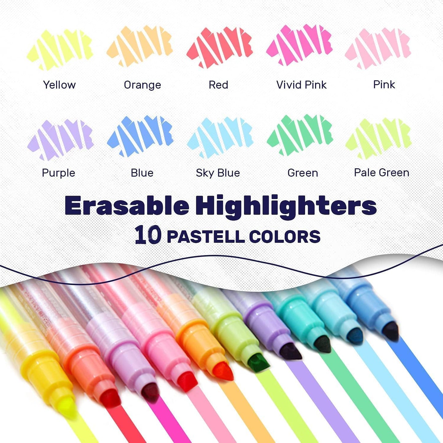 YOOUSOO Erasable Highlighters, Double Head Smooth Writing Highlighters Assorted Colors Chisel Tip Highlighter Markers, Double-end Erasable Highlighter Pen Markers
