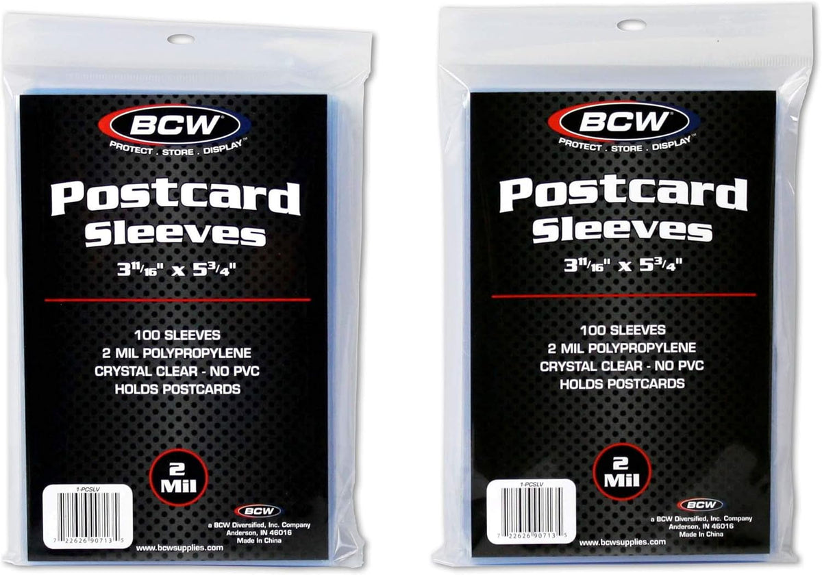 BCW Postcard Sleeves | 200 Clear Sleeves | Acid-Free Polypropylene | Protect Standard Size Postcards, Photos, and Trading Cards