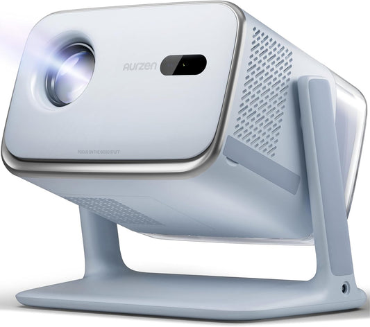 Aurzen BOOM mini Google TV 4K Supported Smart Projector with WiFi and Bluetooth, Outdoor & Home Movie Projector with 20W Speakers DoIby Audio, Real-Time Focus & Keystone, 500 ANSI Lumens, Blue