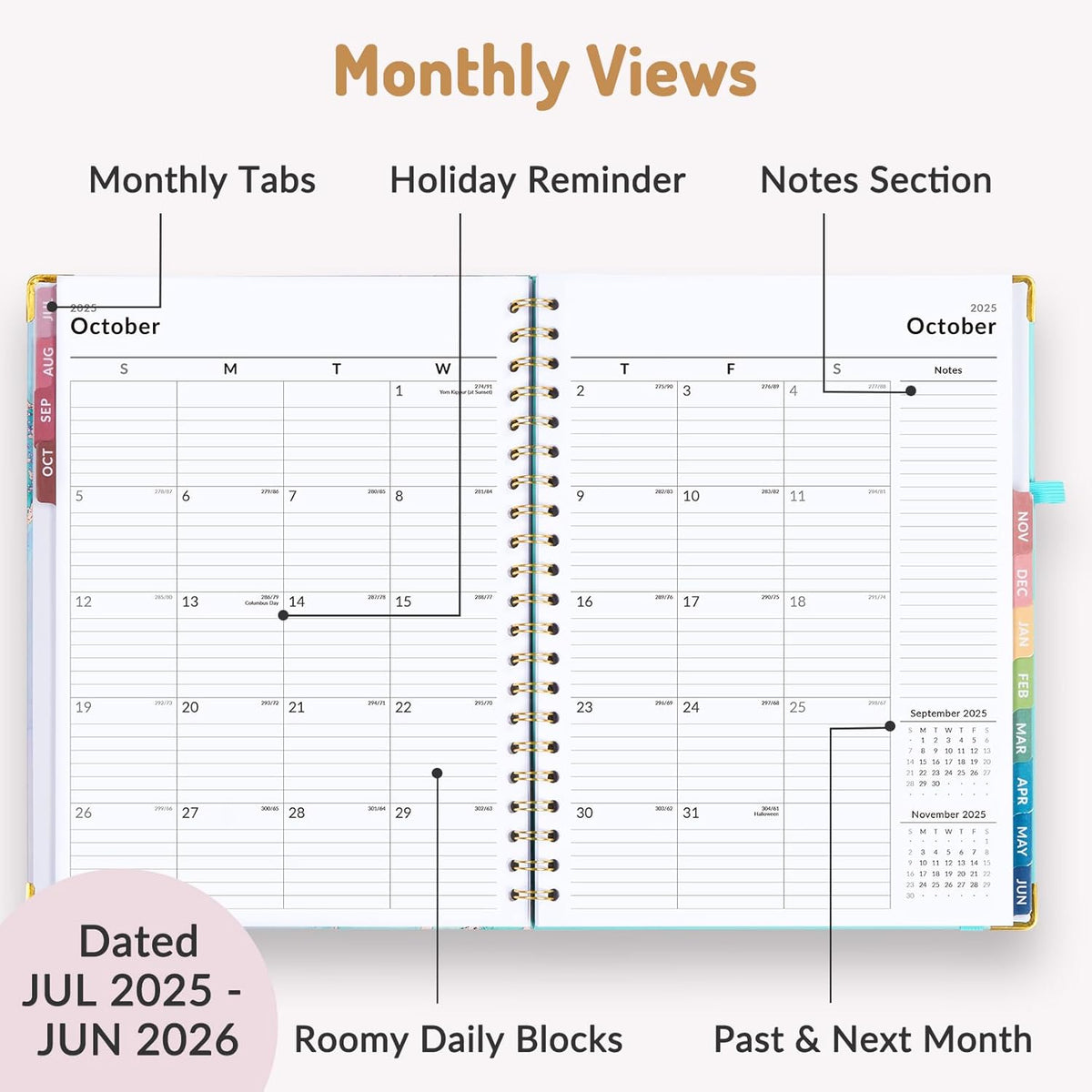 Forvencer Planner 2025-2026 for Women, Academic Year Monthly and Weekly Calendar Planner, July 2025 - Jun 2026, Hardcover Student Teacher Planners Agenda Book with Tabs, 8.5" x 11",Night Flora