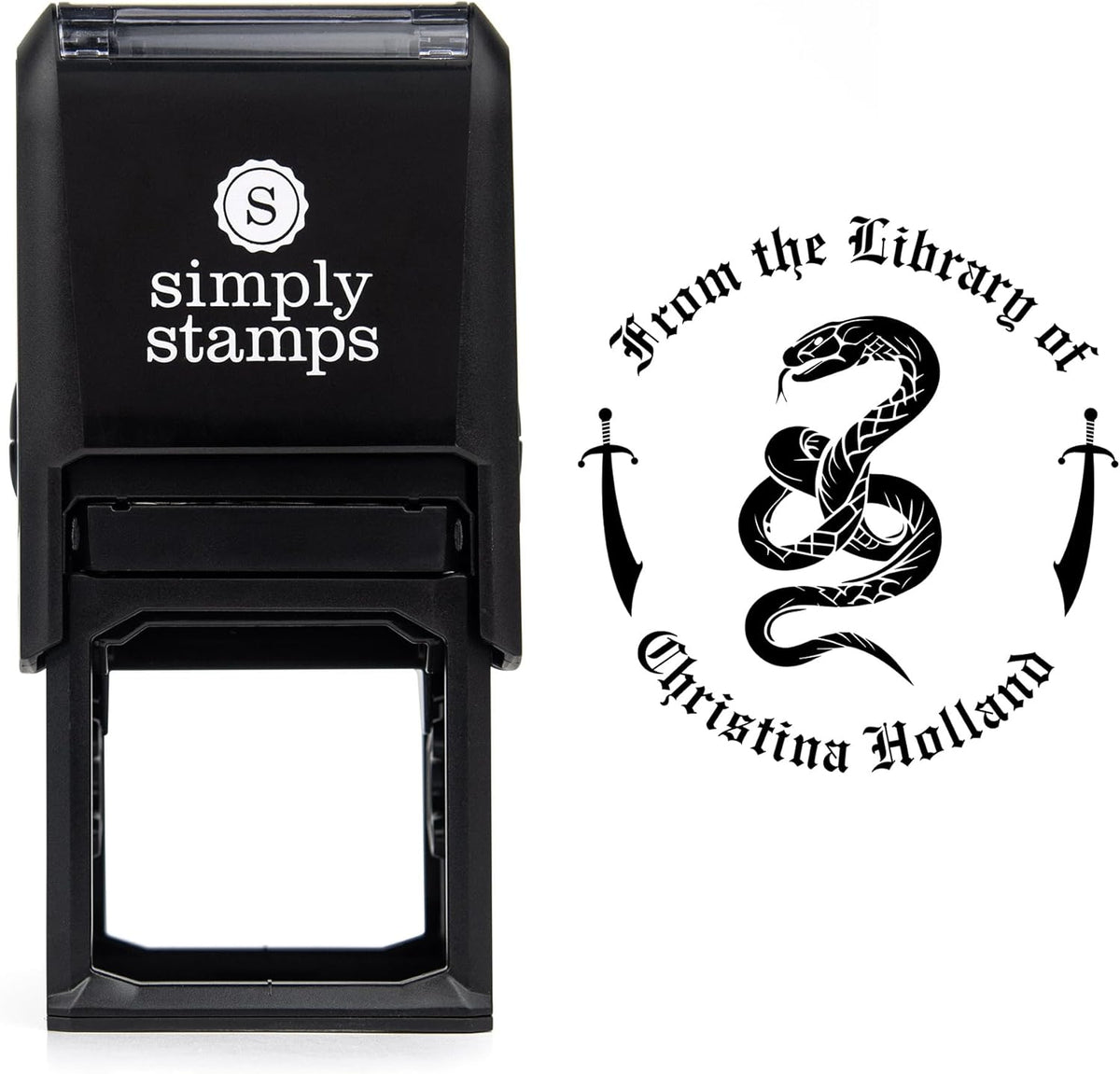 from The Library of Embossers & Stamps for Fantasy Book Readers | Custom Embosser | Custom Stamp | Ex Libris | Elevate Your Fantasy Collection of Stories and Novels (Design 11, Self-Inking Stamp)