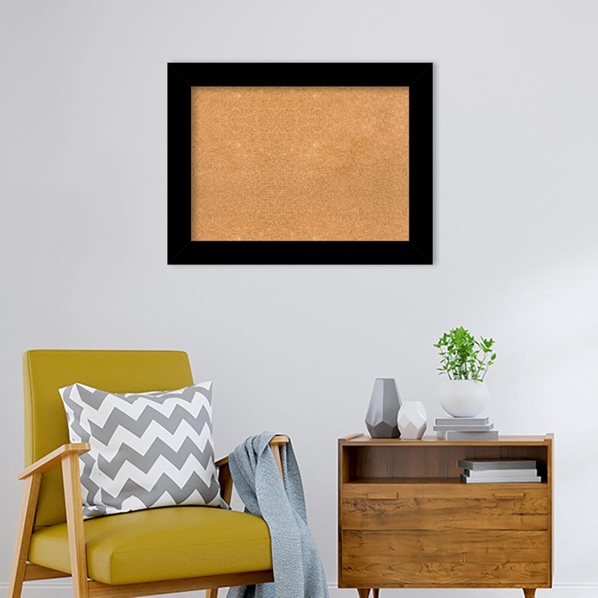 Amanti Art Natural Cork Board for Wall, 25x33 Vision Board with Black Wood Frame, Medium Corkboard Office Decor for Home Organization, Casual Corkboard Pinboard to display items for home organization